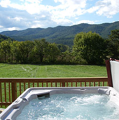 View of mountains from hot tub
