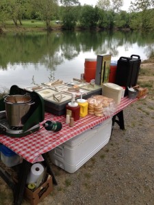 lunch setup by river