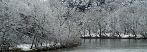 Snow on the river banks of the Shenandoah River